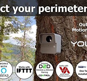 YoLink Smart Outdoor Motion Detector, Trespassing Alarm, Driveway Alert, 1/4 Mile Range LoRa-Powered Wireless Motion Sensor, App for Remote Monitoring & Alerts, Alexa, IFTTT. Hub Required!