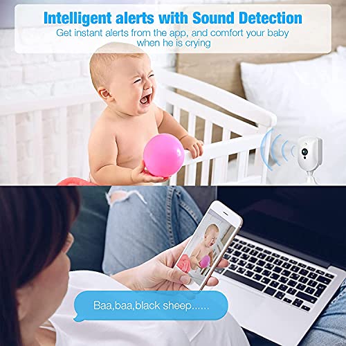 Smart Home Cameras Indoor, 2K Pet /Dog/Puppy Camera with 24/7 HD Live Video, Night Vision, Sound/Motion Detection, Two Way Talk, 2.4Ghz WiFi Cam Indoor for Home Security/Baby Monitor, Works with Alexa