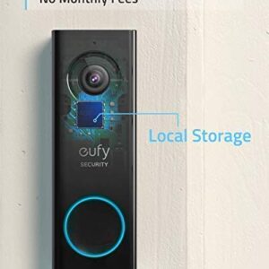 eufy Security Wi-Fi Video Doorbell, 2K Resolution, Real-Time Response, No Monthly Fees, Secure Local Storage, Free Wireless Chime (Require Existing Doorbell Wire, 16-24 VAC, 30 VA or above) (Renewed)