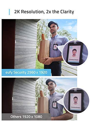 eufy Security Wi-Fi Video Doorbell, 2K Resolution, Real-Time Response, No Monthly Fees, Secure Local Storage, Free Wireless Chime (Require Existing Doorbell Wire, 16-24 VAC, 30 VA or above) (Renewed)