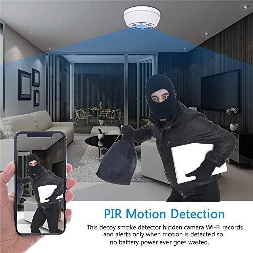 Hidden Camera Smoke Detector - Spy Camera 180 Days Standby Mini HD 1080P WiFi Night Vision Motion Detection Video Recorder Real-Time View Nanny Cam