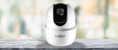 Lorex Pan & Tilt Indoor Security Camera, Wireless 2K WiFi Camera with Person Detection, Two-Way Talk and Smart Home Compatibility, 16GB MicroSD, 1 Camera