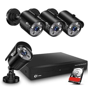 xvim 8ch 1080p home security camera system, 4pcs 1080p hd outdoor surveillance cameras, 1tb hard drive dvr with night vision easy remote access