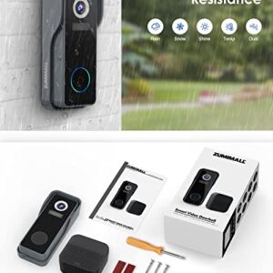 ZUMIMALL 2K FHD Doorbell Camera Wireless, WiFi Video Doorbell Camera with Chime, IP66 Waterproof, Motion Detection, Night Vision, 2-Way Audio, Local & Cloud Storage, 2.4G WiFi, 30s Voice Message