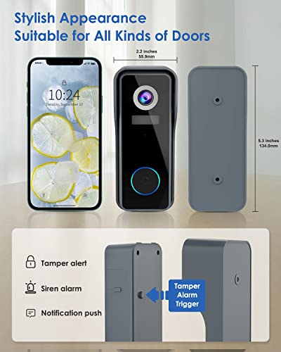 ZUMIMALL 2K FHD Doorbell Camera Wireless, WiFi Video Doorbell Camera with Chime, IP66 Waterproof, Motion Detection, Night Vision, 2-Way Audio, Local & Cloud Storage, 2.4G WiFi, 30s Voice Message