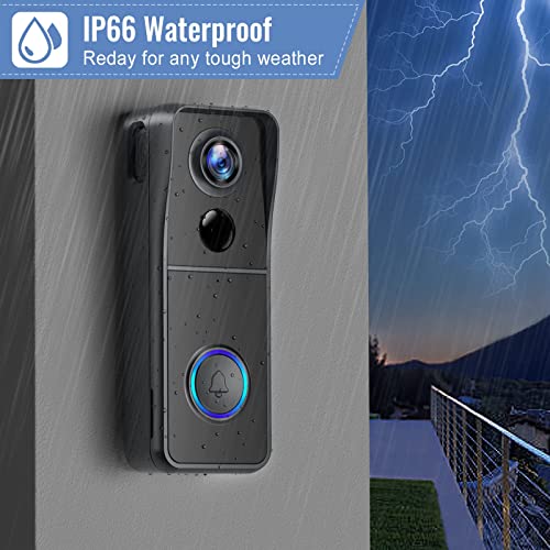 XTU WiFi Video Doorbell Camera, Wireless Doorbell Camera with Chime, 1080P HD, 2-Way Audio, Motion Detection, IP65 Waterproof, No Monthly Fees and 32GB SD Card Pre-Installed