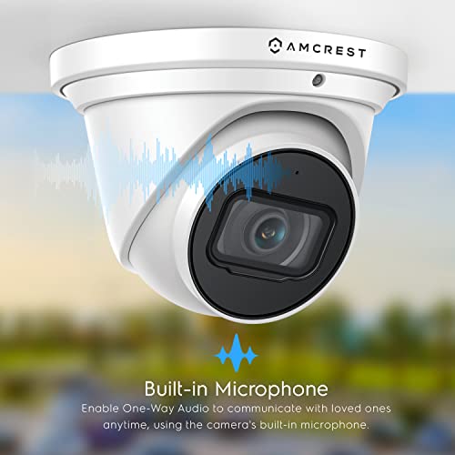 Amcrest UltraHD 4K (8MP) Outdoor Security IP Turret PoE Camera, 3840x2160, 98ft NightVision, 2.8mm Lens, IP67 Weatherproof, MicroSD Recording (256GB), White