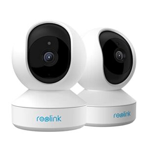 reolink cameras for home security, 4mp hd plug-in security camera indoor wireless, 2.4/5ghz wifi, pan tilt, night vision, baby monitor/pet camera, home cameras with app for phone, e1 pro (2 pack)