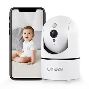 winees baby monitor, 1080p indoor camera with audio and night vision, wifi surveillance camera security home dog pet monitor with app, ptz, motion sensor detection 2 way audio alexa camera