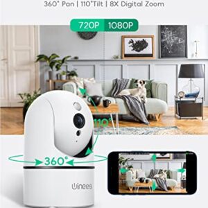 winees Baby Monitor, 1080P Indoor Camera with Audio and Night Vision, WiFi Surveillance Camera Security Home Dog Pet Monitor with App, PTZ, Motion Sensor Detection 2 Way Audio Alexa Camera