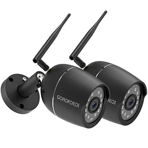 2 Pack GOAOFOEOI 1080P WiFi Full Metal Case Cameras for Home Security Outdoor Waterproof Bullet Camera Two-Way Audio, Motion Detection Alert, SD Card Cloud, Compatible with Alexa