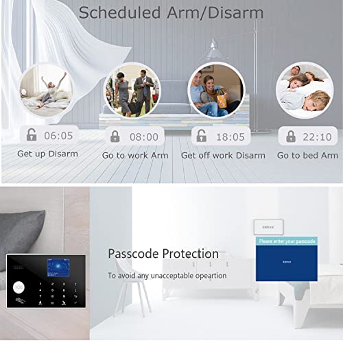 WiFi and GSM 17-Piece kit, Wireless Home Security Alarm System, Door/Window Sensor Entry Sensors (x10) with Smart Life and Tuya App Alert, 24/7 Monitoring Works with Google Assistant and Alexa