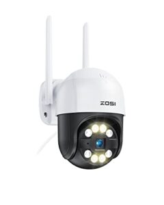 zosi c289 1080p wifi pan/tilt outdoor security camera,home surveillance ptz ip camera,smart light siren alarm,color night vision,2-way audio,person vehicle detection,phone remote,waterproof setting