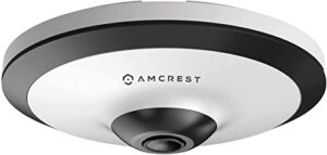 amcrest fisheye ip poe camera, 360° panoramic 5-megapixel poe ip camera, fish eye security indoor camera, 33ft nightvision, ivs features and people counting, microsd recording, ip5m-f1180ew-v2 (white)