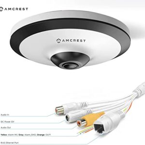 Amcrest Fisheye IP POE Camera, 360° Panoramic 5-Megapixel POE IP Camera, Fish Eye Security Indoor Camera, 33ft Nightvision, IVS Features and People Counting, MicroSD Recording, IP5M-F1180EW-V2 (White)