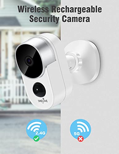 SHELIVE Security Camera Outdoor, Wireless Home Surveillance Camera System with Rechargeable Battery,1080P HD,Waterproof,Night Vision,Motion Detection,2-Way Audio,SD Storage