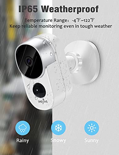 SHELIVE Security Camera Outdoor, Wireless Home Surveillance Camera System with Rechargeable Battery,1080P HD,Waterproof,Night Vision,Motion Detection,2-Way Audio,SD Storage