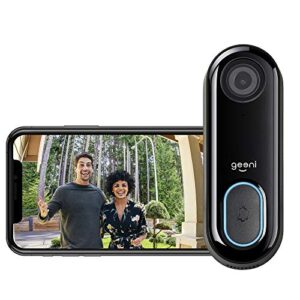 Geeni Doorpeek Video Doorbell - HD 1080p Video Quality, Weather-Resistant, 2-Way Audio - Motion Detection and Alerts - Easy Installation with Existing Doorbell Wiring - Requires 2.4GHz WiFi - Black
