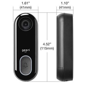 Geeni Doorpeek Video Doorbell - HD 1080p Video Quality, Weather-Resistant, 2-Way Audio - Motion Detection and Alerts - Easy Installation with Existing Doorbell Wiring - Requires 2.4GHz WiFi - Black