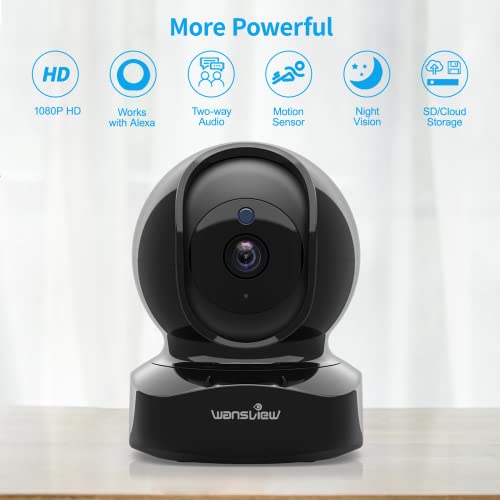 wansview Wireless Security Camera, IP Camera 1080P HD, WiFi Home Indoor Camera for Baby/Pet/Nanny, 2 Way Audio Night Vision, Works with Alexa, with TF Card Slot and Cloud