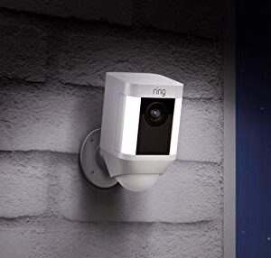 Ring Spotlight Cam Battery HD Security Camera with Built Two-Way Talk and a Siren Alarm, Works with Alexa - White