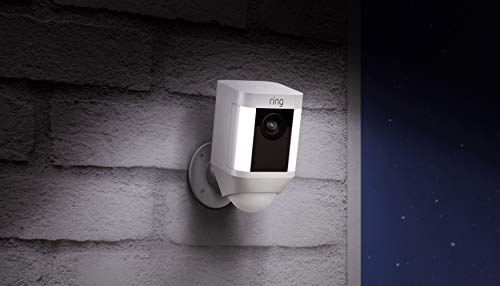 Ring Spotlight Cam Battery HD Security Camera with Built Two-Way Talk and a Siren Alarm, Works with Alexa - White