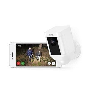 Ring Spotlight Cam Battery HD Security Camera with Built Two-Way Talk and a Siren Alarm, Works with Alexa - White