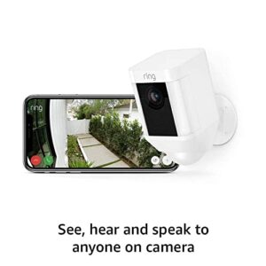 Ring Spotlight Cam Battery HD Security Camera with Built Two-Way Talk and a Siren Alarm, Works with Alexa - White