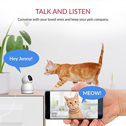 YI Pan-Tilt Security Camera, 360 Degree 2.4G Smart Indoor Pet Dog Cat Cam with Night Vision, 2-Way Audio, Motion Detection, Phone APP, Compatible with Alexa and Google Assistant