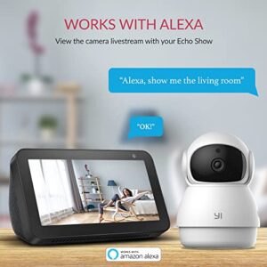 YI Pan-Tilt Security Camera, 360 Degree 2.4G Smart Indoor Pet Dog Cat Cam with Night Vision, 2-Way Audio, Motion Detection, Phone APP, Compatible with Alexa and Google Assistant