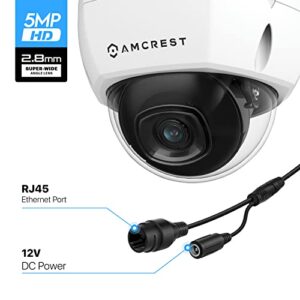 Amcrest UltraHD 4K (8MP) Outdoor Security POE IP Camera, 3840x2160, 98ft NightVision, 2.8mm Lens, IP67 Weatherproof, IK10 Vandal Resistant Dome, MicroSD Recording, White (IP8M-2493EW)