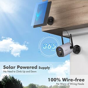 ZUMIMALL Security Cameras Wireless Outdoor - 2K Solar Powered Security Camera with 3MP Color Night Vision, Outdoor WiFi Surveillance Camera /2 Way Talk/PIR Motion Detection/Spotlight/IP66 Waterproof