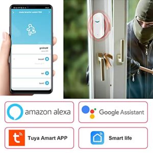 SEHOMY 2 Pack WiFi Door Sensor Detector Smart, Wireless Window Sensor Real-time Alarm Compatible with Alexa Google Assistant, Home Security Door Open Contact Sensor for Bussiness Burglar Alert