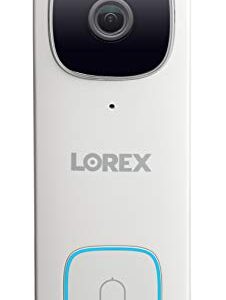 Lorex 2K WiFi Doorbell Camera, Home Surveillance Wired Video Doorbell, Outdoor Security Camera System Requires Existing 16-24VAC Doorbell Wiring, White