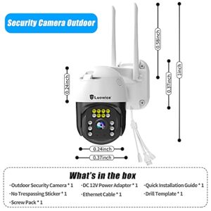 Luowice 5MP PTZ Security Camera Outdoor FHD WiFi IP Camera with Humaniod Detection, Auto Tracking, Color Night Vision, Pan and Tilt, Two Way Talk, Floodlight and Siren, Waterproof