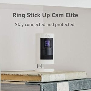 Ring Stick Up Cam Elite, Power over Ethernet HD Security Camera with Two-Way Talk, Night Vision, Works with Alexa - White