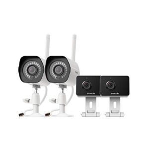 zmodo cameras for home security (indoor & outdoor camera bundle), 1080p hd, ip camera wireless wifi, motion detection, two-way talk, night vision, remote view, cloud service, work with alexa/google