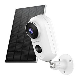 zumimall 2k solar camera security outdoor, solar powered battery operated wireless fhd outside surveillance camera for home security, night vision, pir motion detection, ip66 waterproof, 2.4g wifi