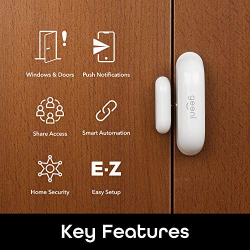 Geeni Wi-Fi Door Sensor, Smart Door and Window Sensors, White, 2-Pack No Hub Required – Wireless Design, Instant Alerts, Requires 2.4 GHz