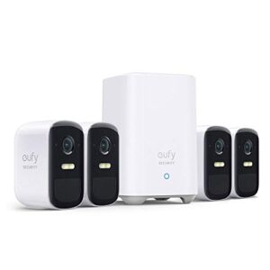 eufy security, eufycam 2c pro 4-cam kit, wireless home security system with 2k resolution, homekit compatibility, 180-day battery life, ip67, night vision, and no monthly fee.