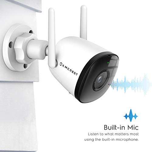 Amcrest SmartHome 4MP Outdoor WiFi Camera Bullet 4MP Outdoor Security Camera, 98ft Night Vision, Built-in Mic, 106° FOV, 2.8mm Lens, MicroSD Storage (Sold Separately), ASH43-W (White)