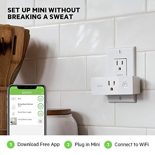 Wemo Mini Smart Plug, WiFi Enabled, Works with Alexa, Google Assistant & Apple HomeKit