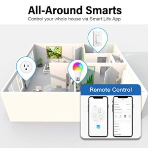 Aoycocr Bluetooth WiFi Smart Plug - Smart Outlets Work with Alexa, Google Home Assistant, Remote Control Plugs with Timer Function, ETL/FCC/Rohs Listed Socket