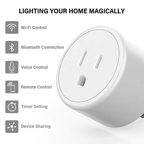 Aoycocr Bluetooth WiFi Smart Plug - Smart Outlets Work with Alexa, Google Home Assistant, Remote Control Plugs with Timer Function, ETL/FCC/Rohs Listed Socket