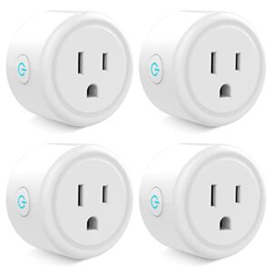 ghome smart mini smart plug, wifi outlet socket works with alexa and google home, remote control with timer function, only supports 2.4ghz network, no hub required, etl fcc listed (4 pack)