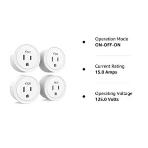 KMC Smart Plug Mini 4-Pack, Wi-Fi Outlets for Smart Home, Remote Control Lights and Devices from Anywhere, No Hub Required, ETL Certified, Works with Alexa and Google Home