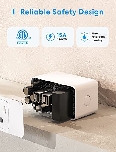 Meross Wi-Fi Smart Plug Mini, 15 Amp & Reliable Wi-Fi Connection, Support Alexa, Google Assistant, Remote Control, Timer, Occupies Only One Socket, 2.4G WiFi Only, 4 Pack