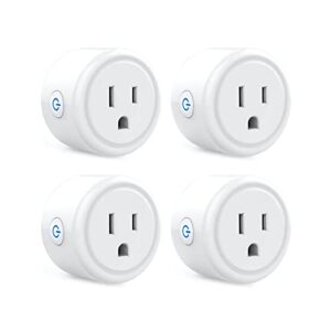 ghome smart mini plug compatible with alexa and google home, wifi outlet socket remote control with timer function, only supports 2.4ghz network, no hub required, etl fcc listed (4 pack), white