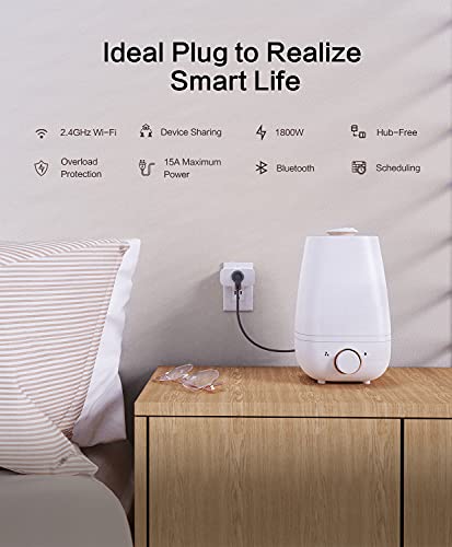 TREATLIFE Alexa Smart Plug 4 Pack, 7 Day Heavy Duty Programmable Timer, Works with Alexa and Google Home, 1800W 15A WiFi Smart Outlet, Child Lock, Vacation Mode, Reliable WiFi Connection