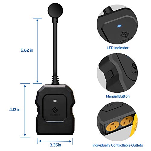 Smart Plug, Smart Home Outdoor Etekcity WiFi Outlet with 2 Sockets, Works with Alexa & Google Home, Wireless Remote Control, Energy Monitoring & Timer Function, IPX4 Waterproof, FCC and ETL Listed